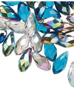 Faceted Briolette Crystal Drops 12x6mm – 40pc Pack for Jewellery Making